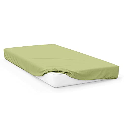 Soleil d'ocre Plain Fitted Sheet, Cotton, Green, 60 x 120 cm
