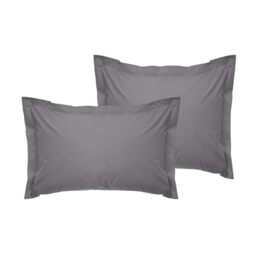 Premium Oxford Pillowcase Set (2 Pieces), Grey, 80 x 80 + 5 cm, 100% Cotton Ranforce, 155 Thread Count - Envelope Closure, Machine Washable at 30°C