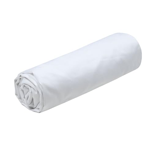STOF - Fitted Sheet - Size 140 x 200 cm Large 30 cm - Cotton Percale Quality - 100% Oeko-Tex Certified Cotton - Colour White - Elysee Model - Bed Linen for Home - Soft and Comfortable