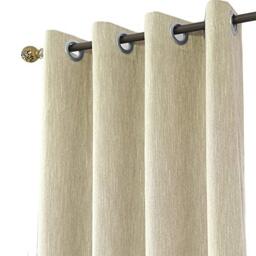 Melodieux 1 Panel Eyelet Grommet Curtains - Cotton Blend Room Darkening Curtain with Tiebacks, Blackout Thermal Insulated Window Drapes for Nursery, Bedroom, Living Room (Beige, 46 x 54 Inch Drop)