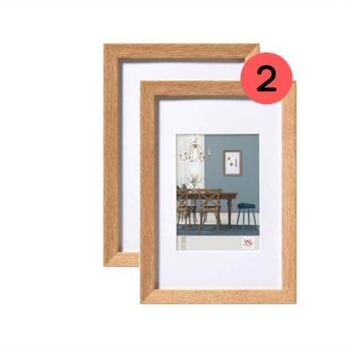 walther design EF030ED Fiorito Picture Frame, Light Oak, 20 x 30 cm, Pack of 2, Wooden Frame with Passe-Partout