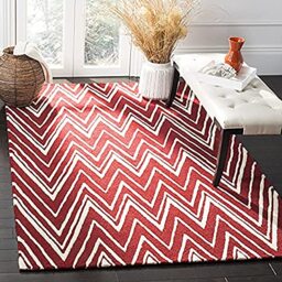 Safavieh Modern Indoor Hand Tufted Rectangle Area Rug, Cambridge Collection, CAM711, in Red / Ivory, 122 X 183 cm for Living Room, Bedroom or Any Indoor Space