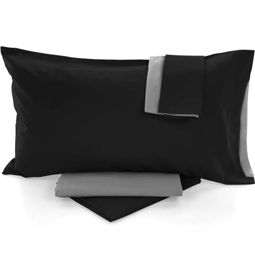Bassetti Single Bed Set, Pop Colour Double, Bed Linen, 100% Cotton, Smoke, 160 x 280 cm