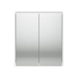 iBathUK Rehaus Wall Mounted Double Door Mirror Cabinet with 2 Adjustable Shelves, Soft Close Hinged Door, Frameless Copper Free Silver Mirror, Modern Bathroom Storage Cabinet in Gloss White, 600mm
