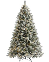 WeRChristmas Snow Flocked Mixed Pine Christmas Tree with 500 Chasing Warm LED Lights, Multi-Colour, 7 feet/2.1m