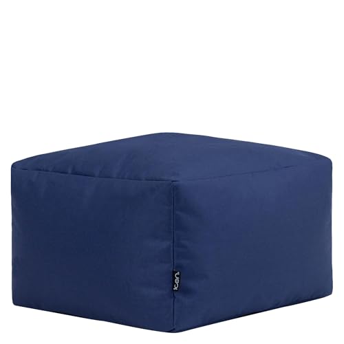 Bean Bag Bazaar Amara Bean Bag Outdoor Footstool, Navy Blue, 40cm x 24cm, Bean Bag with Filling Included, Garden Footstool, Foot Stool, Outdoor Pouffe