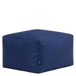 Bean Bag Bazaar Amara Bean Bag Outdoor Footstool, Navy Blue, 40cm x 24cm, Bean Bag with Filling Included, Garden Footstool, Foot Stool, Outdoor Pouffe