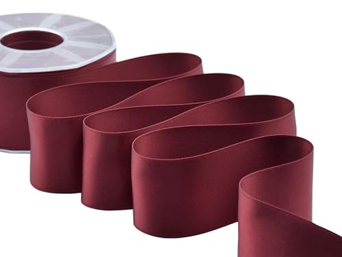 Furlanis - Double Satin Ribbon, Decoration, Gift, Christmas Packing, Wedding, Party, Made in Italy - Bordeaux, 48 mm x 25 m