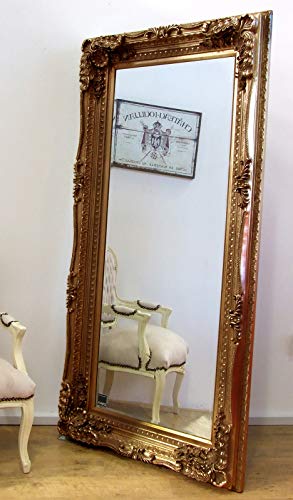 "Barcelona Trading Louis Antique Gold Large Ornate Carved French Frame Wall Leaner Mirror 34"" x 68"", Wood, 175x89x10,GL157-4"
