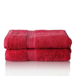 ALCLEAR set of terry hand towels, range of soft and highly absorbent towels, OEKOTEX 100 certified, 5 colours & 5 sizes, colour: RED, 2 x bath towels 70x140 cm