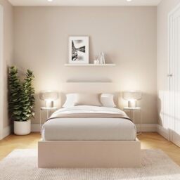 GFW End Lift Single Natural Upholstered Fabric Ottoman Bed Frame, Storage Bed with Hydraulic Lift and Stitched Headboard