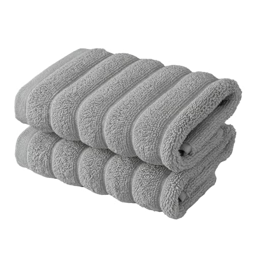 BERIBO Cloud Turkish Towel Set 100% Cotton 620gsm (Misty Dove, 2 Face Flannels)