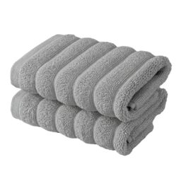 BERIBO Cloud Turkish Towel Set 100% Cotton 620gsm (Misty Dove, 2 Face Flannels)