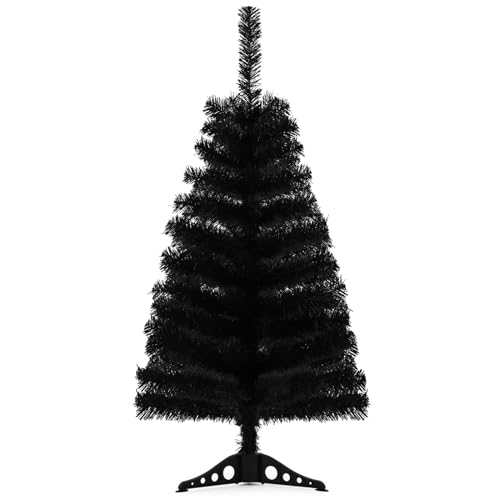 3ft Black Artificial Christmas Tree,Tabletop Christmas Pine Tree with PVC Stand Base for Christmas Halloween Home Office Holiday Decoration