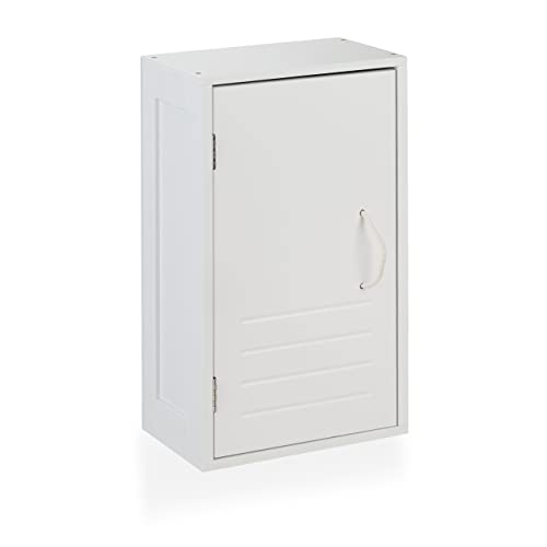 Relaxdays Bathroom Cabinet, Wall Mounted, Adjustable Storage, Shelves, Narrow, Cupboard, HxWxD: 50 x 30 x18.5cm, White