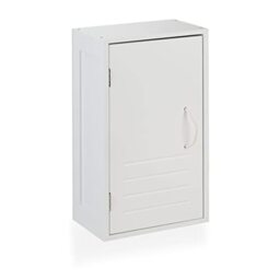 Relaxdays Bathroom Cabinet, Wall Mounted, Adjustable Storage, Shelves, Narrow, Cupboard, HxWxD: 50 x 30 x18.5cm, White