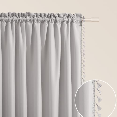 ROOM99 Lara Curtain with Ruffle Tape, 140 x 250 cm, Width x Height Sliding Curtains, Modern Curtain, Living Room, Bedroom, Light Grey, Pack of 1