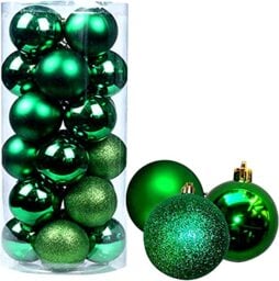 SHATCHI 6Pcs Dark Green Christmas Baubles, Shatterproof Plastic, 6cm, Modern Style, Christmas Tree Decoration, Occasional Decor