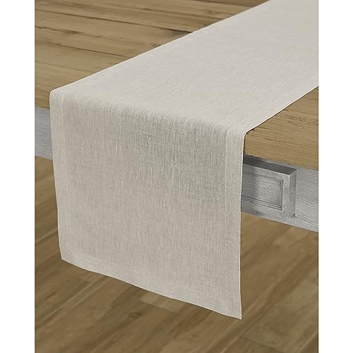 Solino Home Linen Table Runner 14 x 156 Inch ??? Light Natural Table Runner for Fall, Halloween, Thanksgiving, Christmas ??? 100% Pure Linen Table Runner ??? Athena, Handcrafted and Machine Washable