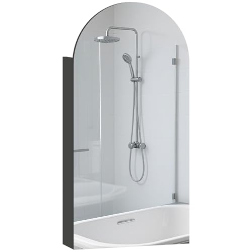HOMCOM Bathroom Mirror Cabinet Wall Mounted Modern 40 x 12 x 80 cm Black