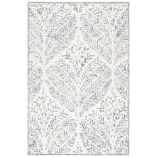 Safavieh Modern Rug for Living Room, Dining Room, Bedroom - Capri Collection, Short Pile, in Beige and Blue, 61 X 91 cm