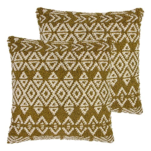 furn. Hatho Polyester Filled Cushions (Twin Pack), Cotton, Natural/Moss