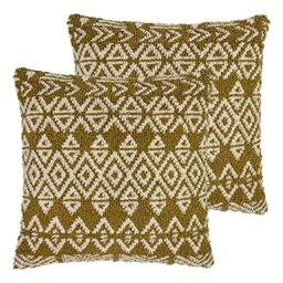 furn. Hatho Polyester Filled Cushions (Twin Pack), Cotton, Natural/Moss