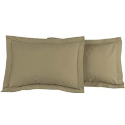 Home Cassiopee to80pe-tau Set of 2 Pillowcases 80 Count Percale Taupe 50 x 70 cm