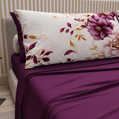 PETTI Artigiani Italiani - Cotton Sheets with Pillowcases in Digital Print, Double Bed Sheet, Dalian, 100% Made in Italy