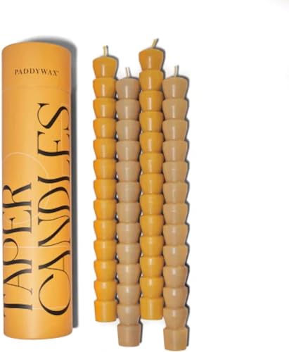 Paddywax Taper Candles Shaped Unscented Dinner Candle Set, 4-Pack, Burnt Orange & Peach