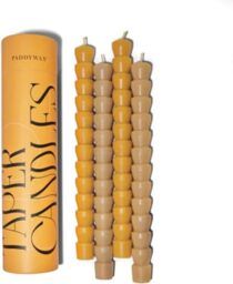 Paddywax Taper Candles Shaped Unscented Dinner Candle Set, 4-Pack, Burnt Orange & Peach