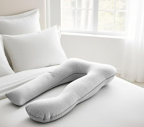 GC GAVENO CAVAILIA Pregnancy Pillow for Sleeping - U Shaped Maternity Pillow with Removable Cover, Full Body Support for Belly & Legs, Long Body Pillow for Pregnant Women - (140x68x18 cm),Light Grey