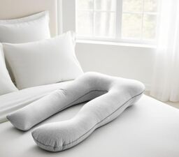 GC GAVENO CAVAILIA Pregnancy Pillow for Sleeping - U Shaped Maternity Pillow with Removable Cover, Full Body Support for Belly & Legs, Long Body Pillow for Pregnant Women - (140x68x18 cm),Light Grey