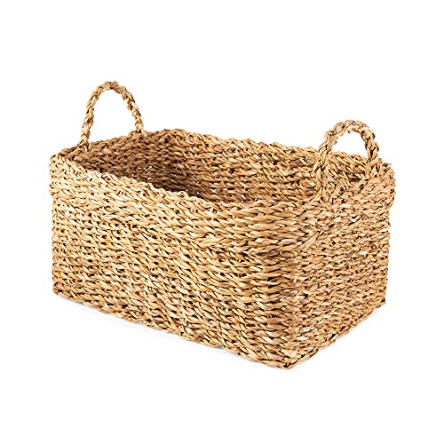 Compactor Seagrass Storage Basket L 34 x 23 x 18cm, Brown