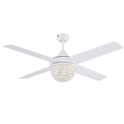Westinghouse Lighting 72262 Kelcie, Contemporary Ceiling Fan with Light and Remote Control, 132 cm, White Finish, Crystal Jewel Shade