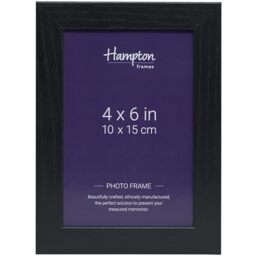 Hampton Frames, Oxford Picture Frame, 4x6 Inch (10x15cm), Black MDF, Acrylic Front - Freestanding or Wall Mount - Modern Photo Display for Home or Office Decor
