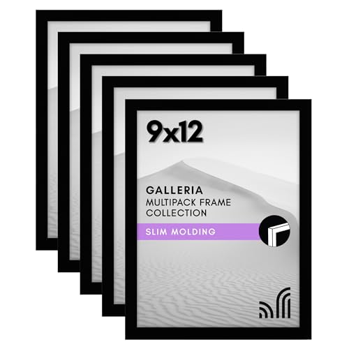 Americanflat 9x12 Picture Frame Set of 5 in Black - Picture Frames Collage Wall Decor with Plexiglass Cover and Hanging Hardware - Gallery Wall Frame Set for Horizontal or Vertical Display