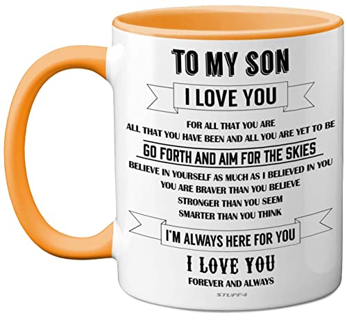 Stuff4 to My Son Mugs, Inspirational I Love You Mug - Gifts from Mum, Birthday Gifts, Gift from Dad, Idea for Christmas 11oz Yellow Ceramic Dishwasher Safe Mug