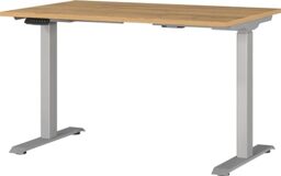 Germania Desk 7907-638, in Grandson oak repro/Silver, el. height-adjustable, 120 x 120 x 80 cm (WxHxD)