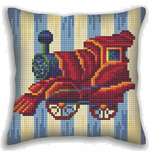 Collection D'Art 5402 Nostalgia Cross Stitch Cushion, Cotton, Multi-Colour, 40 x 40 cm