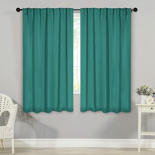 "Superior Blackout Curtains, Room Darkening, Bedroom, Drapes, Kitchen, Living Room Window Accents, Sun Blocking, Thermal, 2 Pack, Solid Blackout Back Tab Curtains, Set of 2, 52"" x 63"", Cappuccino"