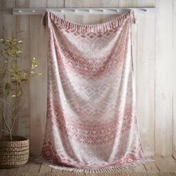 Appletree - Terracotta Ganado Throw (180 x 130cm) - Soft Touch Throw - Tribal Pattern Blanket in Terracotta - Orange Throw Blanket - Cushion Available - Orange Sofa Throw with Tassels