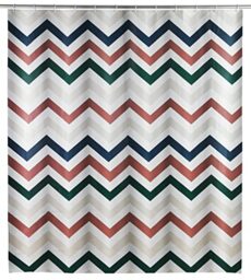 WENKO Agropoli shower curtain, curtain made of environmentally friendly, recyclable plastic film (PEVA), shower and bathtub, waterproof, 180 x 200 cm, incl. 12 white curtain rings, multi-coloured