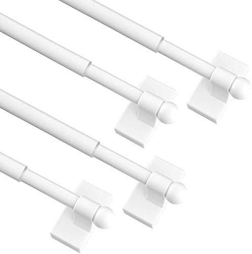 Multi-Use Adjustable Magnetic Curtain Rods for Doors, Windows, Tool Boxes, 16-28 Inch, Easy Installation???4-Pack???White