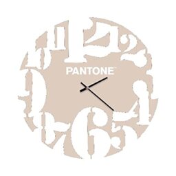 Homemania Round Wall Clock with Numbers for Living Room Kitchen Office Sand White Metal 40 x 0.15 x 40 cm, Dimension du Produit: L40xP0,15xA40 cm, 0,9 kg