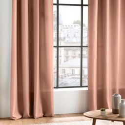 Douceur d'Intérieur, Essential Blush Curtain with Eyelets (140 x 260 cm) Plain Polyester