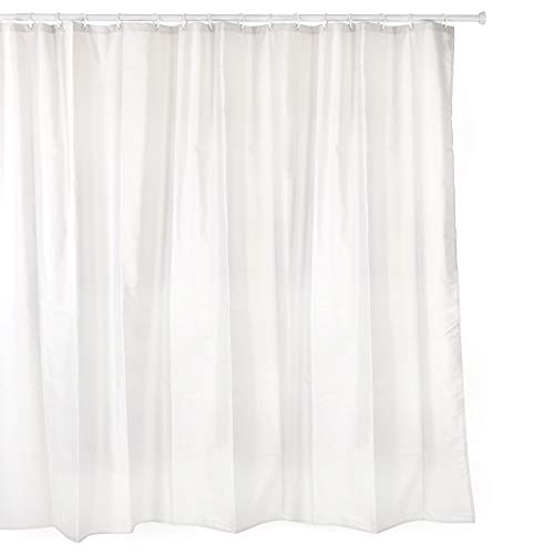 TATAY Bathroom curtain made of water-repellent polyester, washable, avoids humidity, in white colour, satin finish. Includes rings