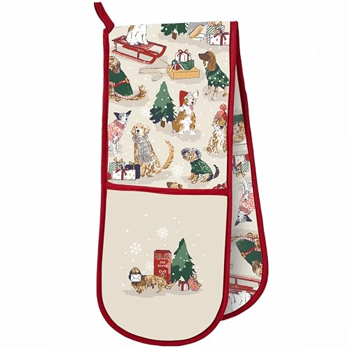 Ulster Weavers - Christmas Double Oven Gloves with Dogs (88 x 18cm) - 100% Cotton - Christmas Dog Oven Gloves Heat Resistant - Christmas Kitchen Decorations - Dog Lovers Gifts - Christmas Dog Kitchen