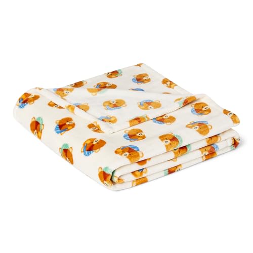 Amazon Basics Fleece Throw Blanket for Kids, Soft and Cozy, for Sofa and Bedroom, 100% Recycled Polyester, Woodland Bears, 127 x 152 cm