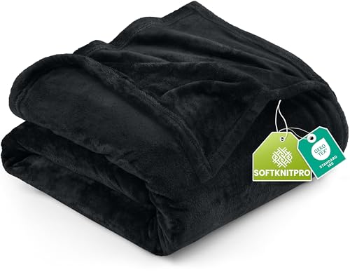 Utopia Bedding Full Fleece Blanket Black 300GSM Luxury Blanket for Couch Sofa Bed Anti-Static Fuzzy Soft Bed Blanket (228x213 cm)